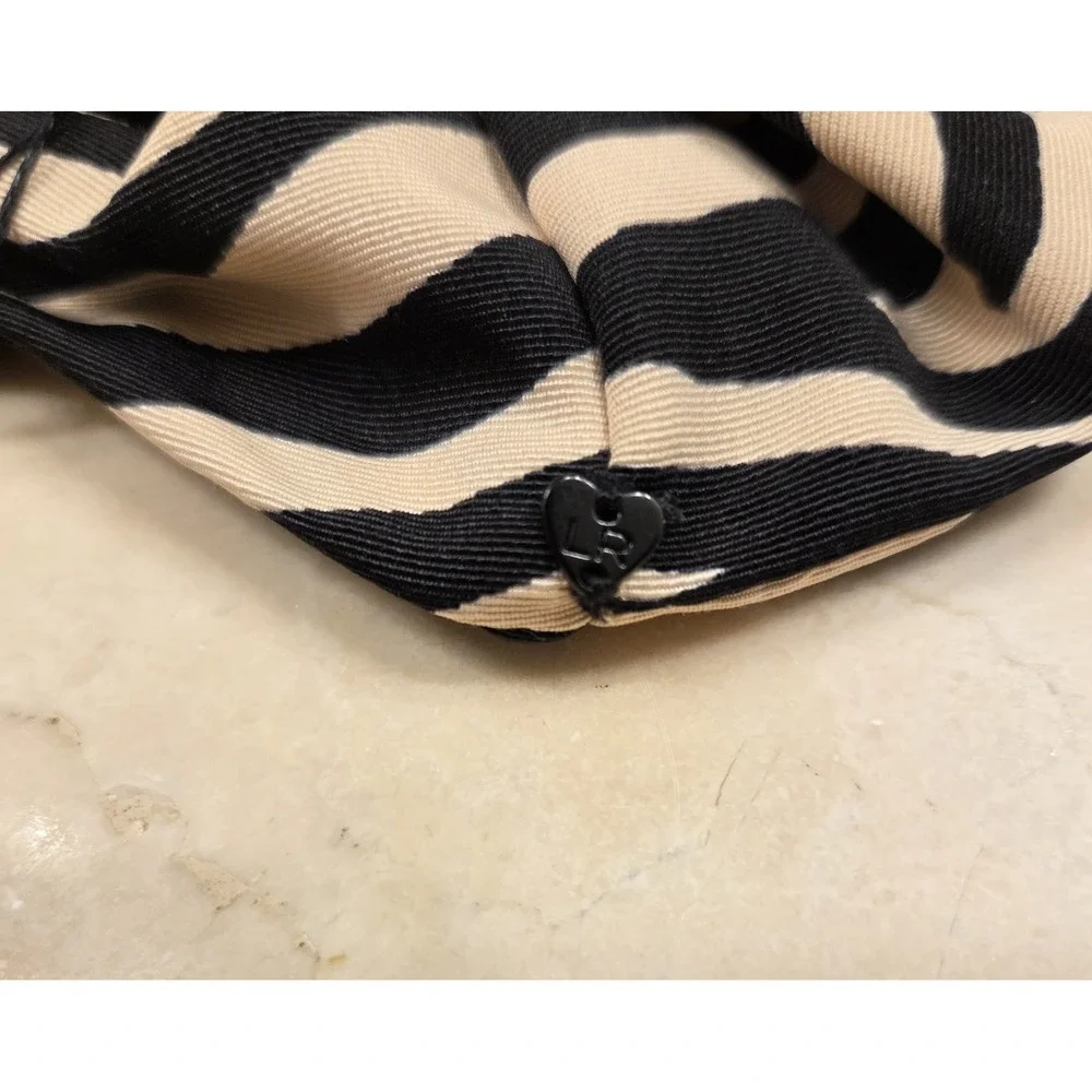 Loeffler Randall Zebra‎ Print Hair Scrunchie Black Beige NWT